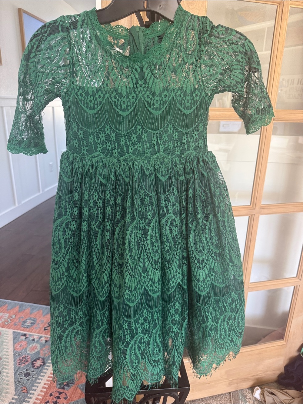 Scully Emerald Lace Party Dress in Deep Green